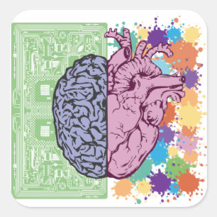 Sticker Carré Émotion de balance du coeur cérébral