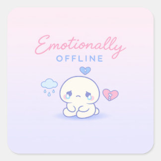 Sticker Carré Emotionally Offline Aesthetic Introvert
