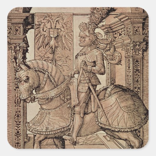 Sticker Carré Empereur Maximilien I à cheval, 1518 (Devant)