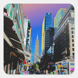 Sticker Carré Empire State Building de la 42e affiche de St New