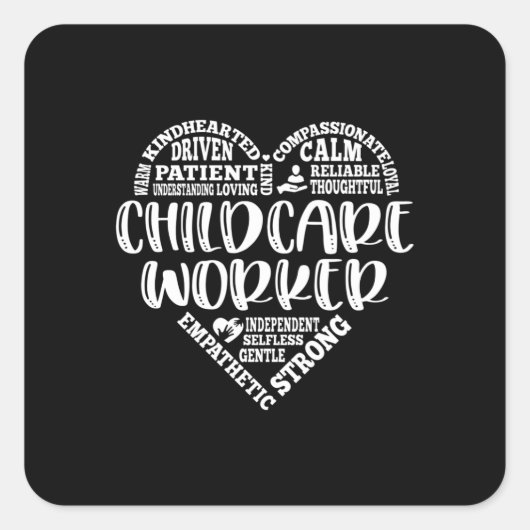 Sticker Carré Employé de garde d'enfants, prestataire de service (Devant)