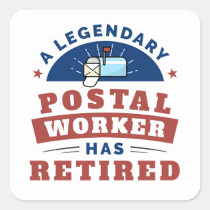 Sticker Carré Employé de poste retraité Mailman Gardien de retra