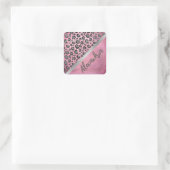 Sticker Carré Empreinte de léopard Glittery sur brillant rose ch (Sac)