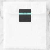 Sticker Carré Empreinte de léopard noir moderne Aqua Stripe avec (Sac)