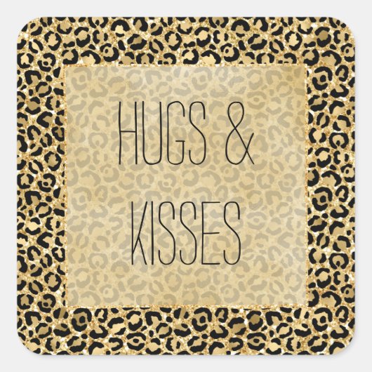 Sticker Carré Empreinte de léopard Parties scintillant Black Gol (Devant)