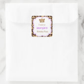 Sticker Carré Empreinte de léopard Purple Quatrefoil 'Je suis al (Sac)