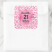 Sticker Carré Empreinte de léopard rose 21e anniversaire Personn (Sac)