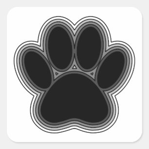 Sticker Carré Empreinte de Patte de Chien Avec Contours