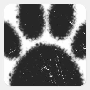 Sticker Carré Empreinte de patte De Chien Rough Et Distressed