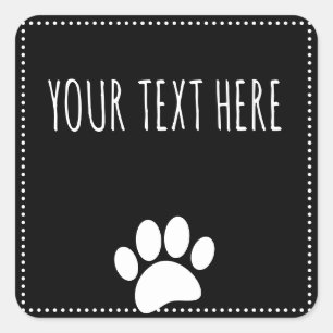 Sticker Carré Empreinte de patte de chien Texte modifiable Noir
