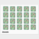 Sticker Carré Empreinte de patte vert clair et rose clair (Feuille)