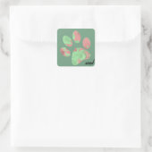 Sticker Carré Empreinte de patte vert clair et rose clair (Sac)