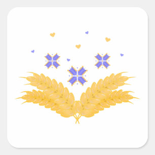 Sticker Carré Empreinte ukrainienne - broderie et grain