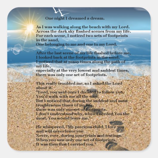 Sticker Carré Empreintes dans le sable (Devant)