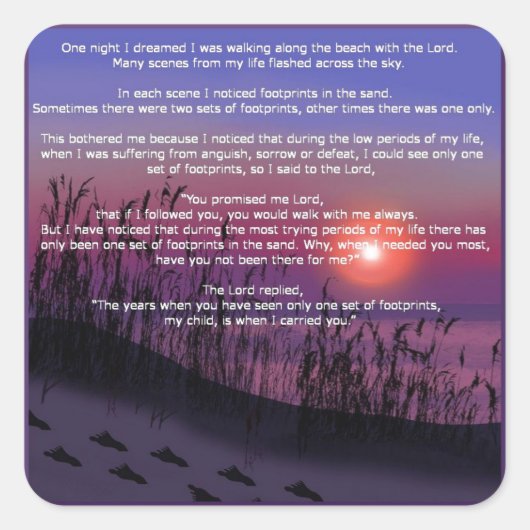 Sticker Carré Empreintes dans le sable (Devant)