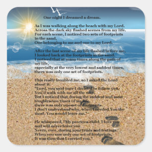 Sticker Carré Empreintes de pas dans le sable