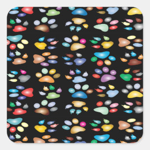 Sticker Carré empreintes de pattes colorés