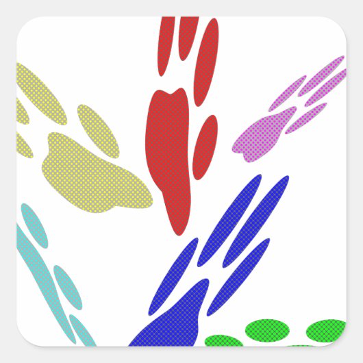 Sticker Carré Empreintes de pattes de chiens avec Pois (Devant)