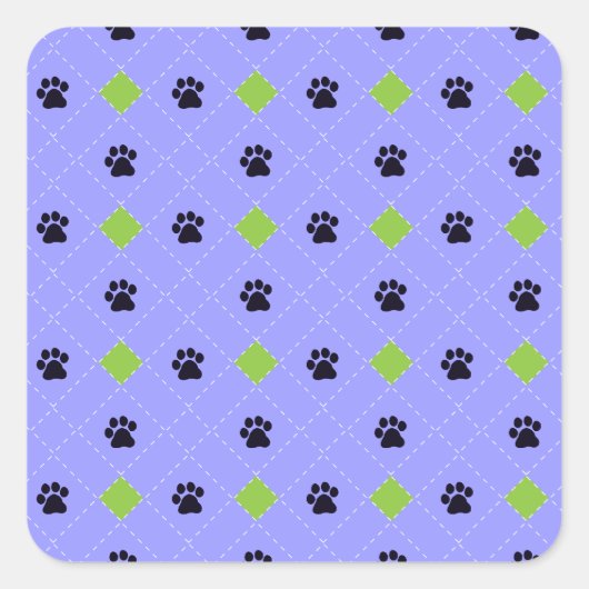 Sticker Carré Empreintes de pattes du Jacquard vert (Devant)