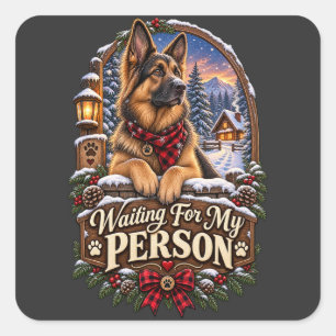 Sticker Carré En attendant mon personne Chemise de Noël Berger A