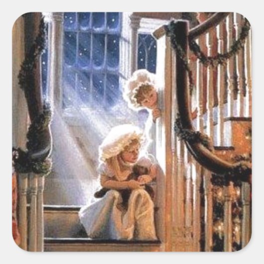 Sticker Carré En Attente De Père Noël (Devant)