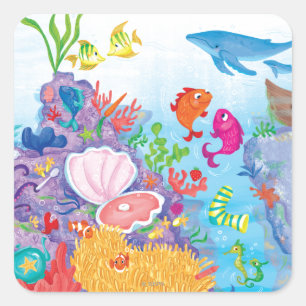 Sticker Carré En Bas Dans L'Océan