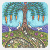 STICKER CARRÉ EN BAS DU TROU DE RABBIT, CARROT WILLOE TREE FOLK  (Devant)