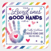 Sticker Carré en bonnes mains aiguiller main soap sanitier santé (Devant)