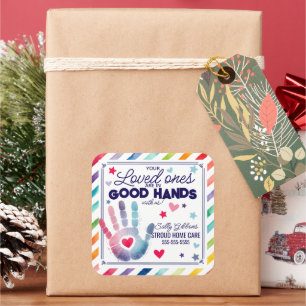 Sticker Carré en bonnes mains aiguiller main soap sanitier santé
