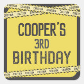 Sticker Carré En construction Camion de vidange Anniversaire Que (Devant)