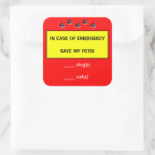 Sticker Carré En Coque d'alerte d'urgence Secourir les animaux S (Sac)