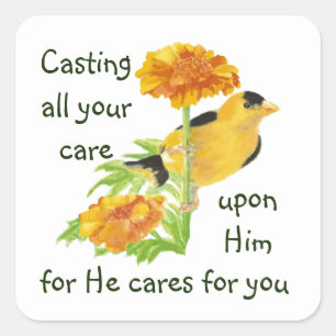 Sticker Carré En Lui donnant toute votre attention 1 Pierre 5:7