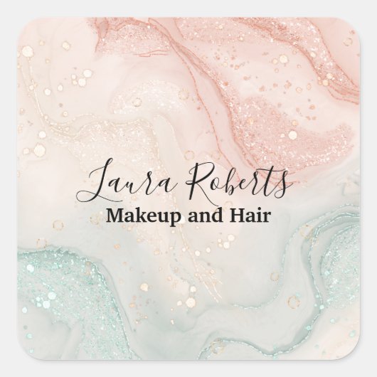 Sticker Carré en marbre rose Parties scintillant l (Devant)