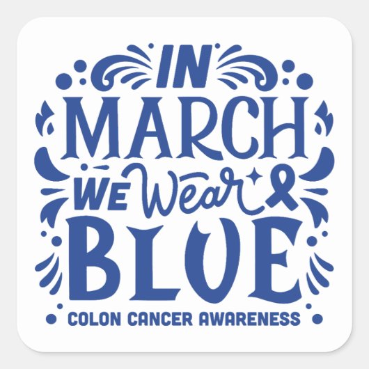 Sticker Carré En mars, nous portons du bleu (Devant)