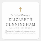 Sticker Carré En Mémoire Amoureuse Mémorial Croix simple moderne (Devant)