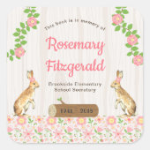 Sticker Carré En mémoire de l'ex-libris, lapins floraux (Devant)