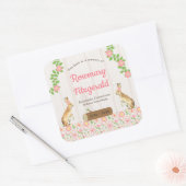 Sticker Carré En mémoire de l'ex-libris, lapins floraux (Enveloppe)