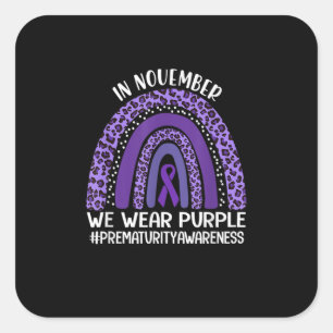 Sticker Carré En Novembre Nous Portons Violet Prématurité Sensib