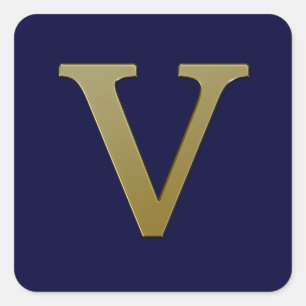 Sticker Carré en or Lettre V