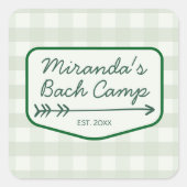 Sticker Carré en vichy Camp d'été Bachelorette Camping (Devant)