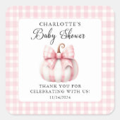 Sticker Carré En vichy Pink petit Citrouille (Devant)