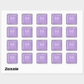Sticker Carré En vichy violet Monogram Crest Custom (Feuille)