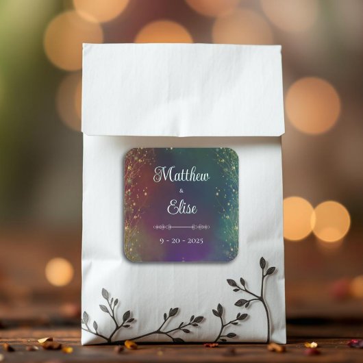 Sticker Carré Enchanted Forest Fairy Lights Fantasy Wedding