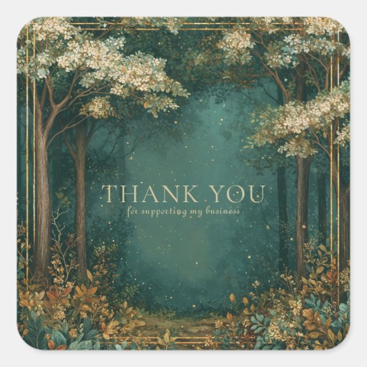 Sticker Carré Enchanted Forest White Blossom Gold Sparkle (Devant)