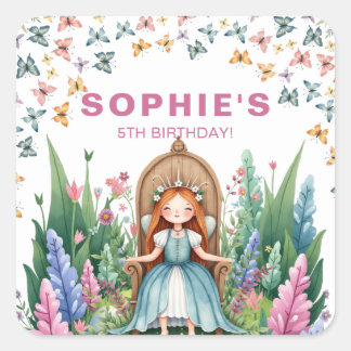 Sticker Carré Enchanted Woodland Fairy Princess Anniversaire