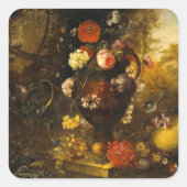 Sticker Carré Encore la vie avec des fleurs (Devant)