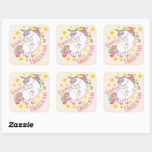 Sticker Carré Encouragement de licorne mignonne
