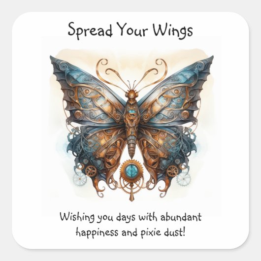 Sticker Carré Encouragement des papillons (Devant)