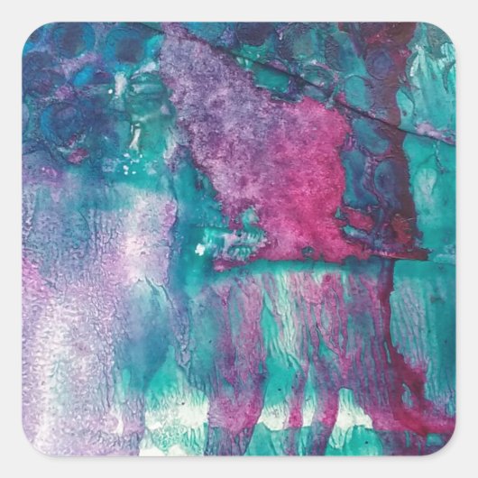 Sticker Carré Encre déversée Abstrait (Devant)
