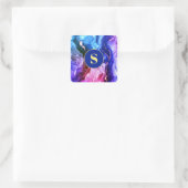 Sticker Carré Encre Liquide Bleue, Violette Et Rouge, Monogramme (Sac)